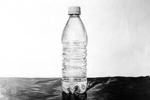 A Single Plastic Water Bottle with Cap on a Black Surface photo