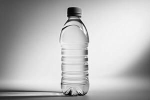 Clear Plastic Water Bottle with Gray Background photo