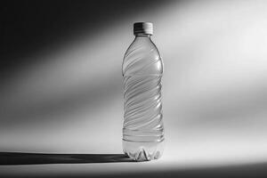 A Clear Plastic Water Bottle with a White Cap on a White Background photo