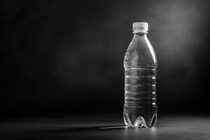 A Single Plastic Bottle of Water on a Black Background photo