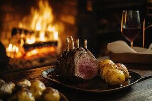 Roasted Rack Of Lamb Dinner Fireside Feast photo