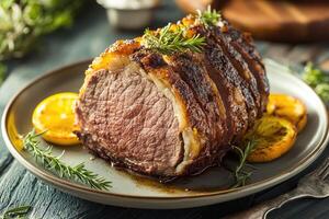 Roasted Beef Slices with Rosemary and Orange photo