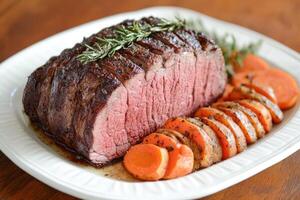 Roasted Beef with Rosemary and Roasted Carrots photo