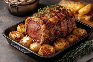 Roasted Beef with Roasted Potatoes and Thyme photo