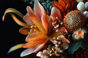Vivid Orange And White Flowers Close Up photo