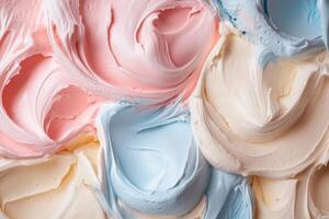 Creamy Swirled Ice Cream in Pastel Colors photo