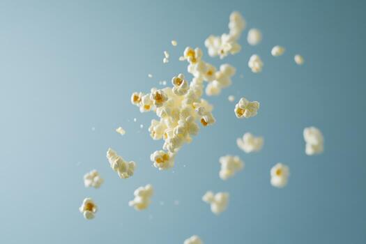 Airy Popcorn Floats Against A Soft Blue Background photo