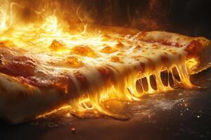 Flaming Cheese Pizza Deliciously Melted photo