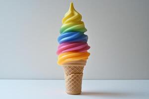Rainbow Swirl Soft Serve Ice Cream Cone photo