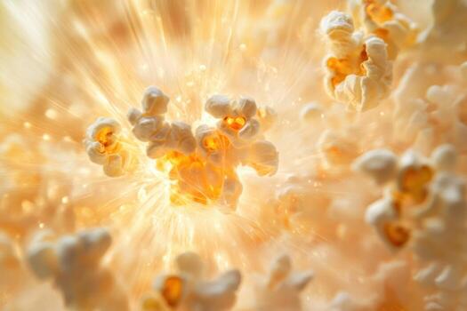 Golden Light Exploding Popcorn Kernels photo