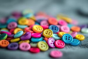 Colorful buttons scattered on a textured surface photo