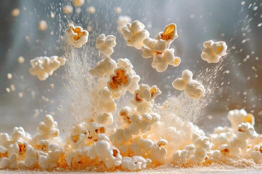 Popcorn Exploding Freshly Popped Kernels Flying photo