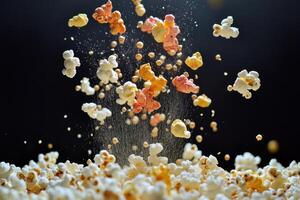 Airy Popcorn Kernels Exploding In Motion photo