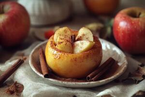Baked Apple Dessert Cinnamon Spice Sweet Treat photo