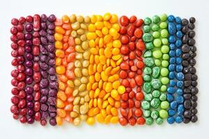 Rainbow Colored Candies Arranged In Rows photo
