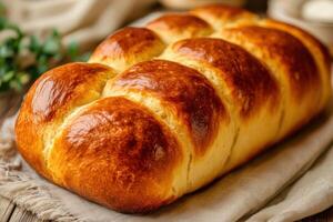 Golden Brown Crusty Brioche Loaf Baked To Perfection photo