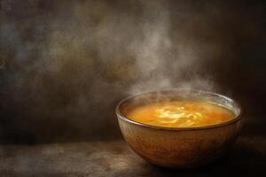 Steaming Bowl of Chicken Noodle Soup photo