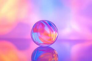Iridescent Glass Sphere Reflecting Colorful Light photo