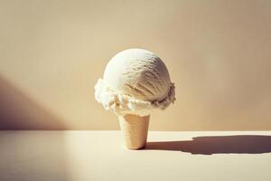 Creamy Vanilla Ice Cream in a Waffle Cone photo