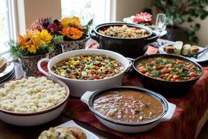 Delicious Homemade Food Buffet Table Display photo