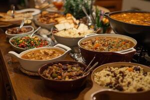Abundant Buffet Table Filled With Delicious Home Cooked Meals photo