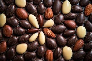 Assorted Chocolate Almonds Arranged In A Flower Shape photo