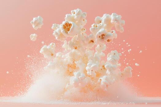 Popcorn Explosion Against A Soft Pink Background photo