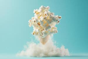 Popcorn Cloud Soars Above A Light Blue Sky photo