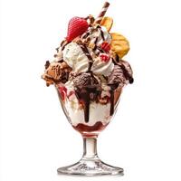 Delicious Ice Cream Sundae With Various Toppings photo