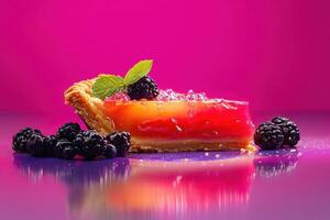 A Delicious Slice Of Blackberry Pie With Mint Garnish photo