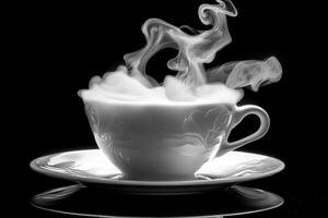 White Teacup Steaming Hot Beverage On Saucer photo