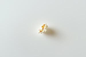 A Single Piece Of Popcorn On White Background photo