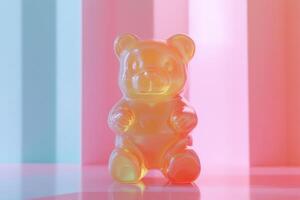 Gummy Bear Candy Against Pastel Background photo