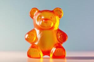 A translucent orange gummy bear candy photo