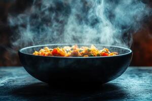 Steaming Bowl Of Aromatic Vegetable Curry photo