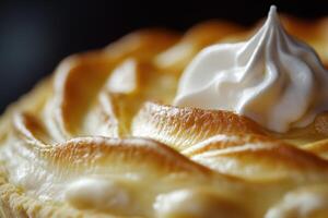 Delicious Lemon Meringue Pie Close Up Shot photo