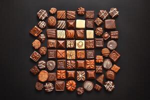 Assorted Chocolate Candies Arranged In A Square Pattern photo