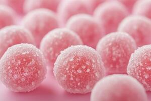 Pink Sugar Coated Candy Balls Close Up photo