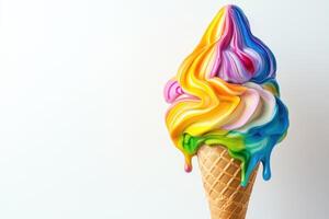 Rainbow Ice Cream Cone Melts Beautifully photo