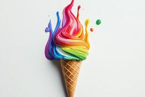 Rainbow Ice Cream Cone Flame Artistic Design photo