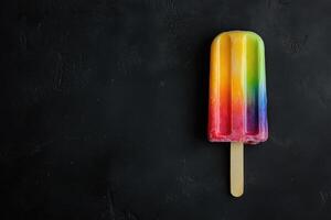 Rainbow Ice Pop On Dark Background photo