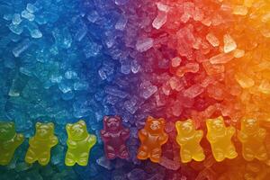 Rainbow Candy Background With Gummy Bears photo