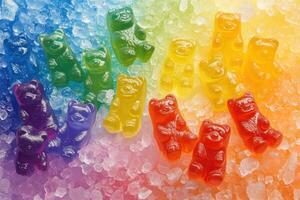 Rainbow Gummy Bears on Crushed Ice photo