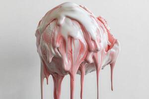 Melted Pink and White Ice Cream Dripping Down photo