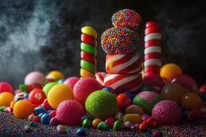 Colorful Candies Arranged in a Festive Sweet Treat Display photo