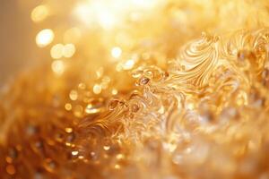 Golden Liquid Swirling with Sparkling Bubbles photo