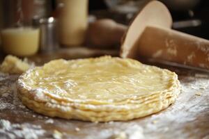 Layered Pastry Dough Ready For Baking A Delicious Treat photo