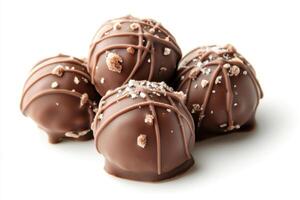 Gourmet Chocolate Truffles with Sea Salt and Crisp Topping photo