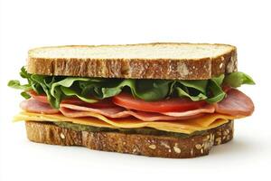 Delicious Ham And Cheese Sandwich With Lettuce And Tomato photo