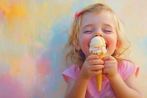 Toddler Girl Enjoying Delicious Ice Cream Cone photo
